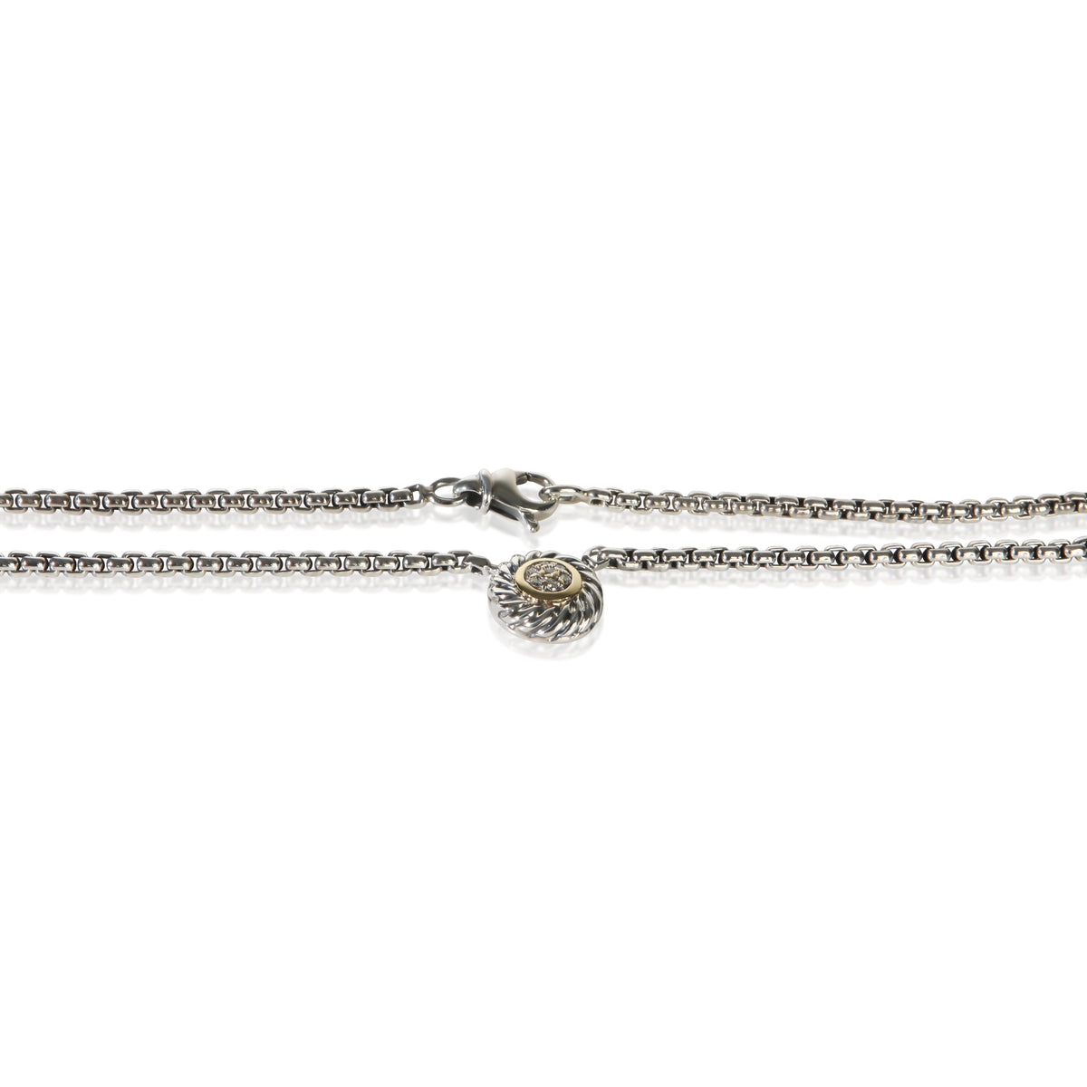 David Yurman Yellow Gold & Sterling Silver Diamond Cookie Pendant 2