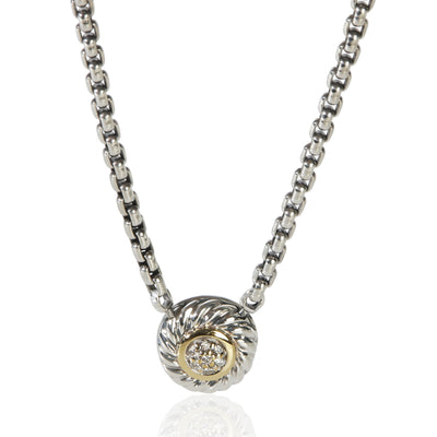 David Yurman Yellow Gold & Sterling Silver Diamond Cookie Pendant fv