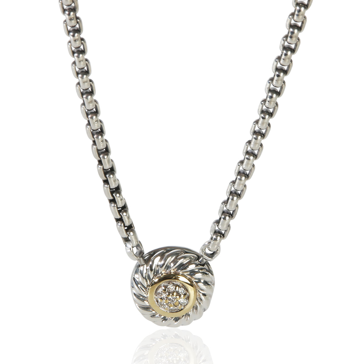 David Yurman Yellow Gold & Sterling Silver Diamond Cookie Pendant fv