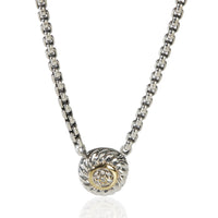 David Yurman Yellow Gold & Sterling Silver Diamond Cookie Pendant fv