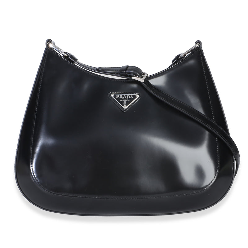 Prada Black Spazzolato Large Cleo Shoulder Bag Handbag id