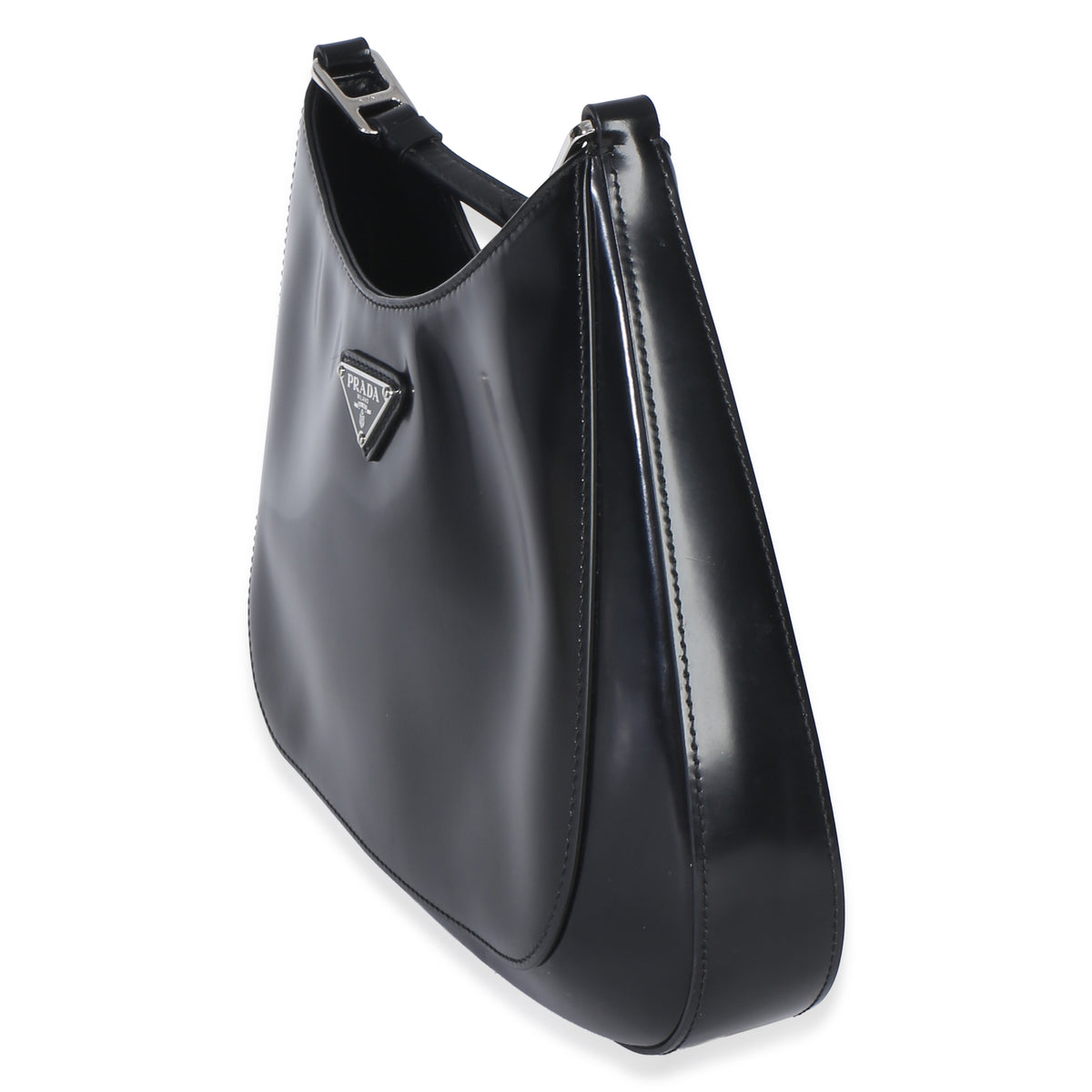 Prada Black Spazzolato Large Cleo Shoulder Bag Handbag 2
