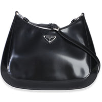 Prada Black Spazzolato Large Cleo Shoulder Bag Handbag fv
