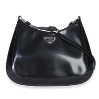 Prada Black Spazzolato Large Cleo Shoulder Bag Handbag id