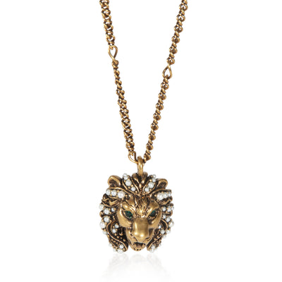 Gucci Gold Plated Lion Head Pendant fv