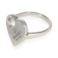 Gucci Sterling Silver Trademark Heart Cutout Ring 2