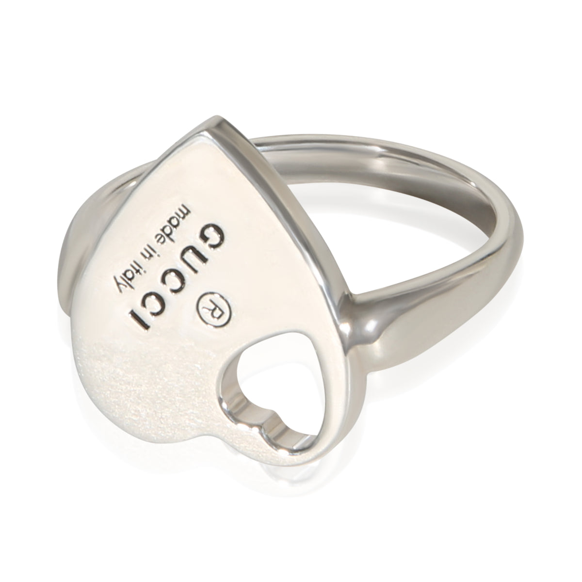 Gucci Sterling Silver Trademark Heart Cutout Ring 4