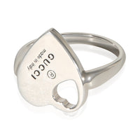 Gucci Sterling Silver Trademark Heart Cutout Ring fv