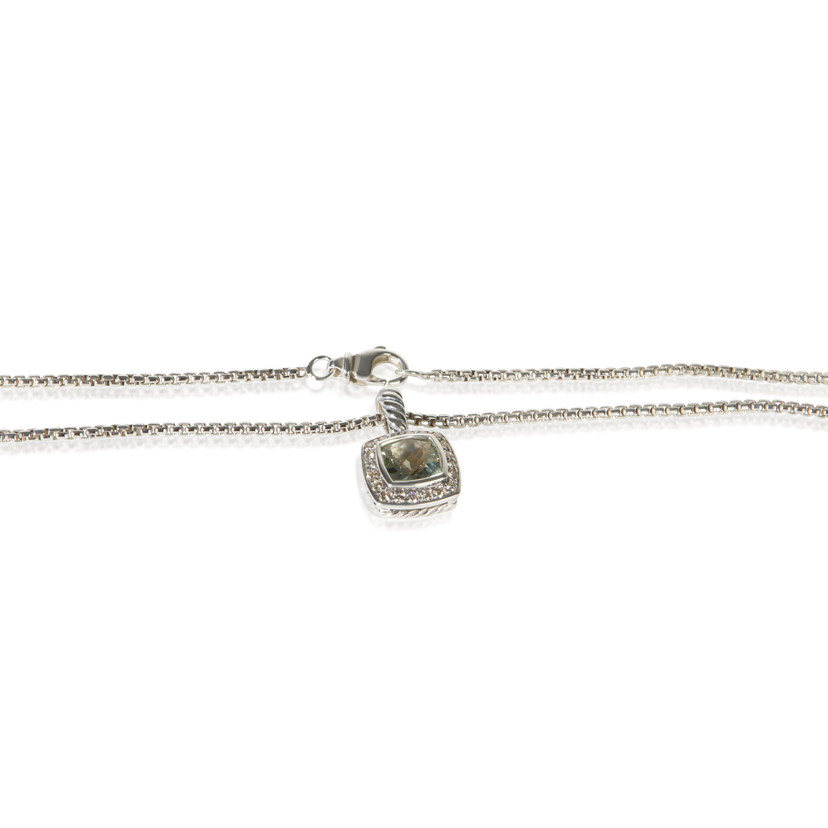 David Yurman Sterling Silver Prasiolite and Diamond Petite Albion Pendant 2