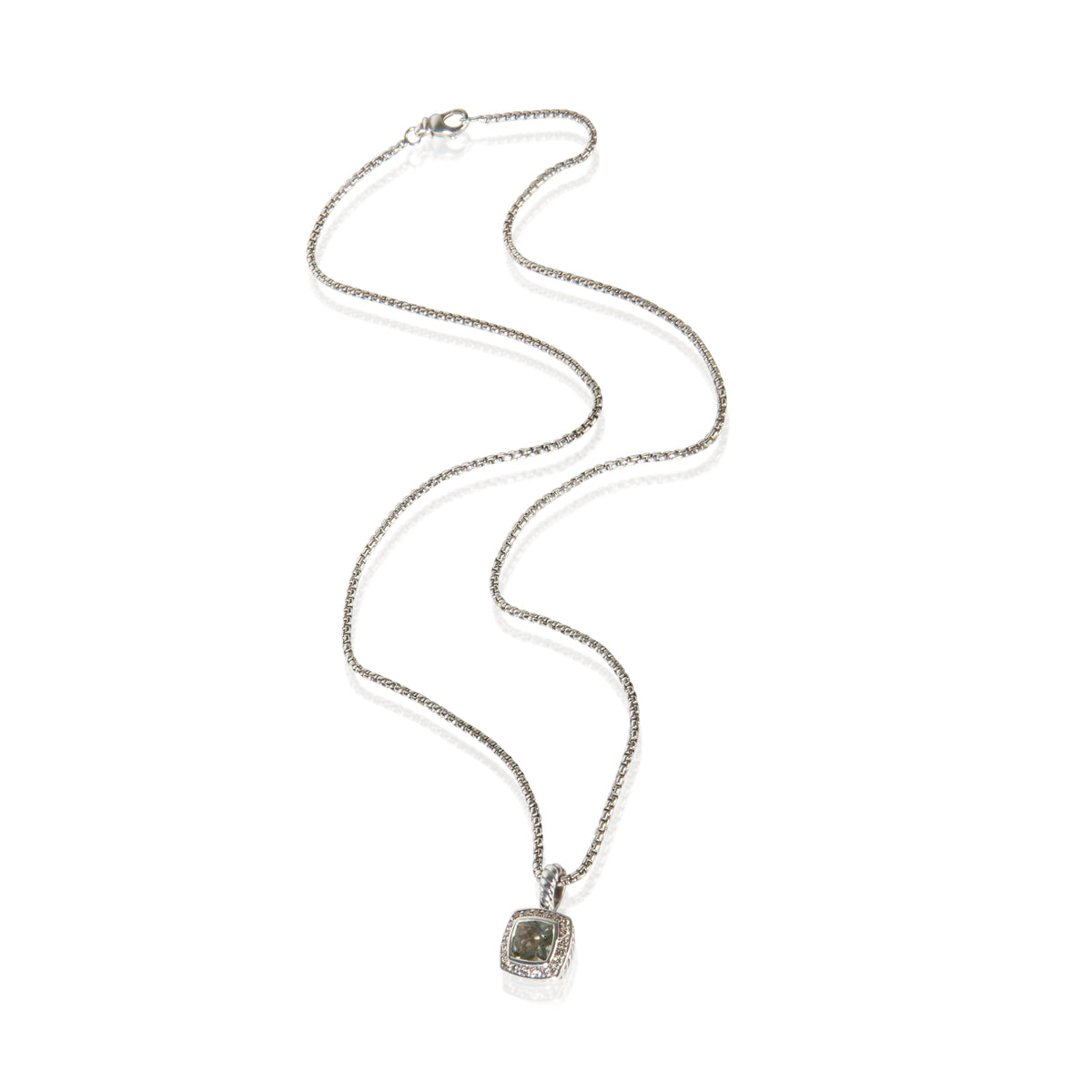 David Yurman Sterling Silver Prasiolite and Diamond Petite Albion Pendant 3
