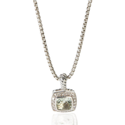 David Yurman Sterling Silver Prasiolite and Diamond Petite Albion Pendant fv