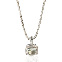David Yurman Sterling Silver Prasiolite and Diamond Petite Albion Pendant fv
