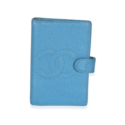 Chanel Vintage Blue Caviar CC Small Ring Agenda Cover id