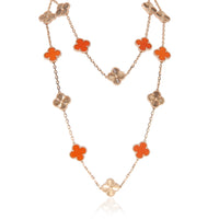 Van Cleef & Arpels Rose Gold Carnelian Vintage Alhambra Necklace fv