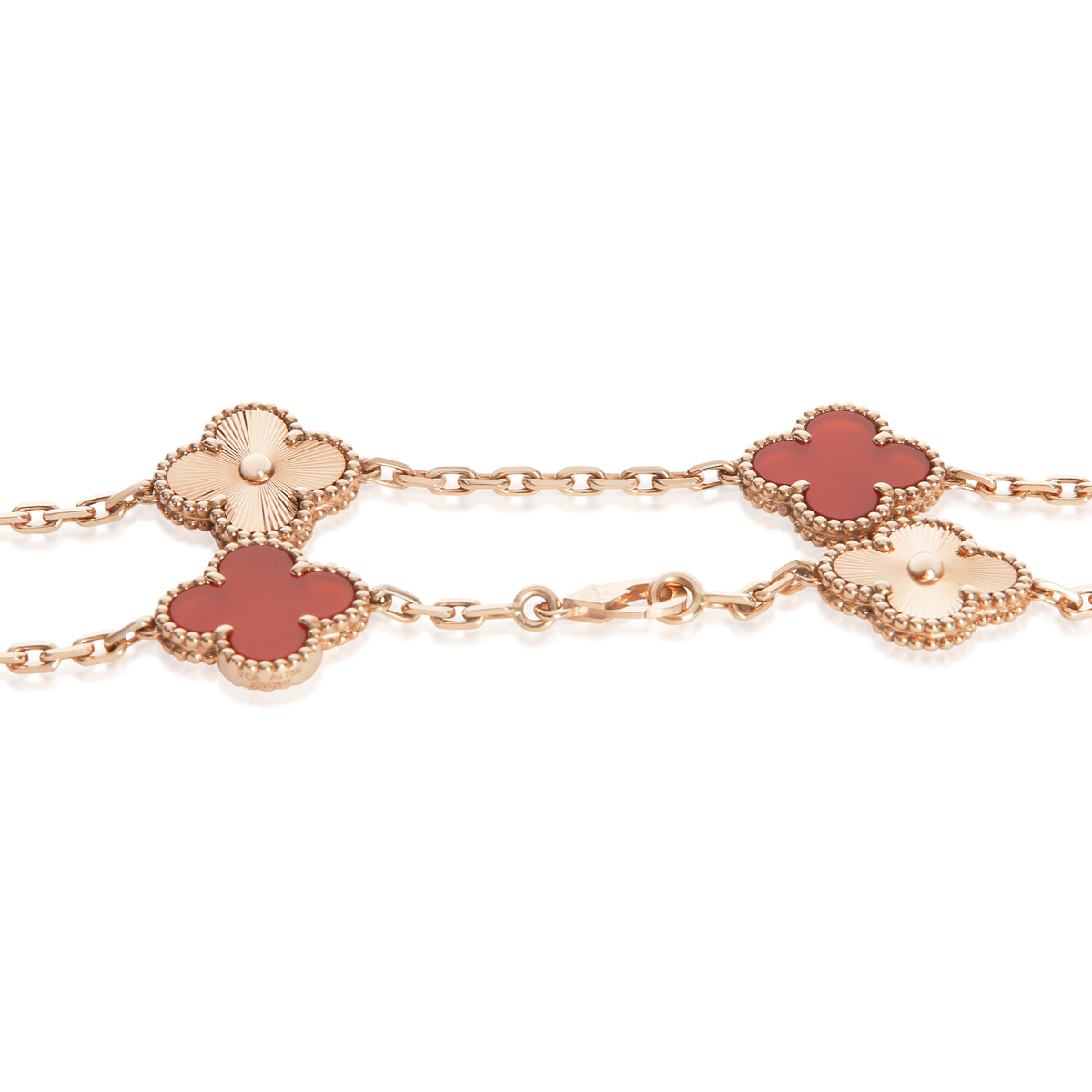 Van Cleef & Arpels Rose Gold Carnelian Vintage Alhambra Necklace 2