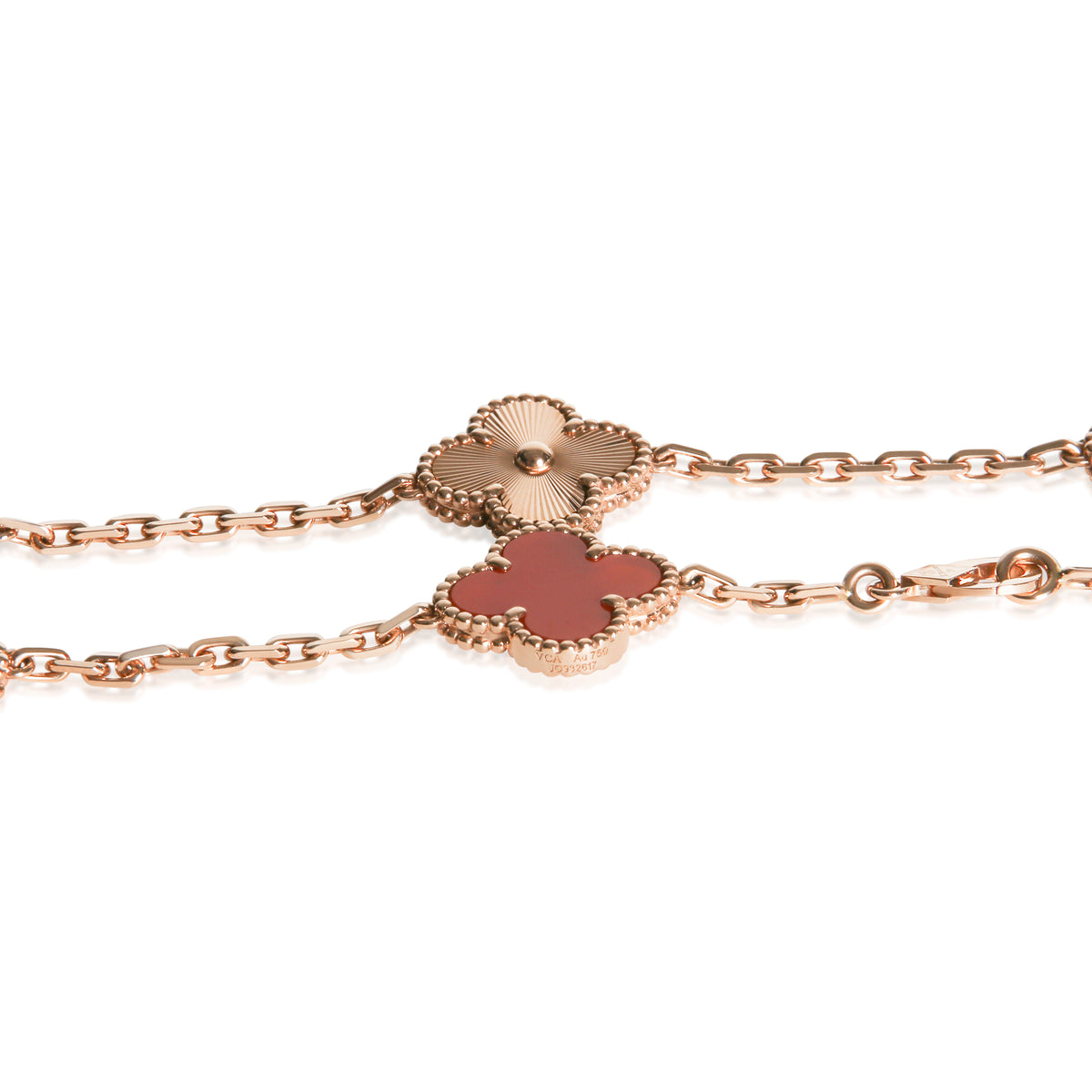 Van Cleef & Arpels Rose Gold Carnelian Vintage Alhambra Necklace 3