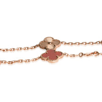 Van Cleef & Arpels Rose Gold Carnelian Vintage Alhambra Necklace 3
