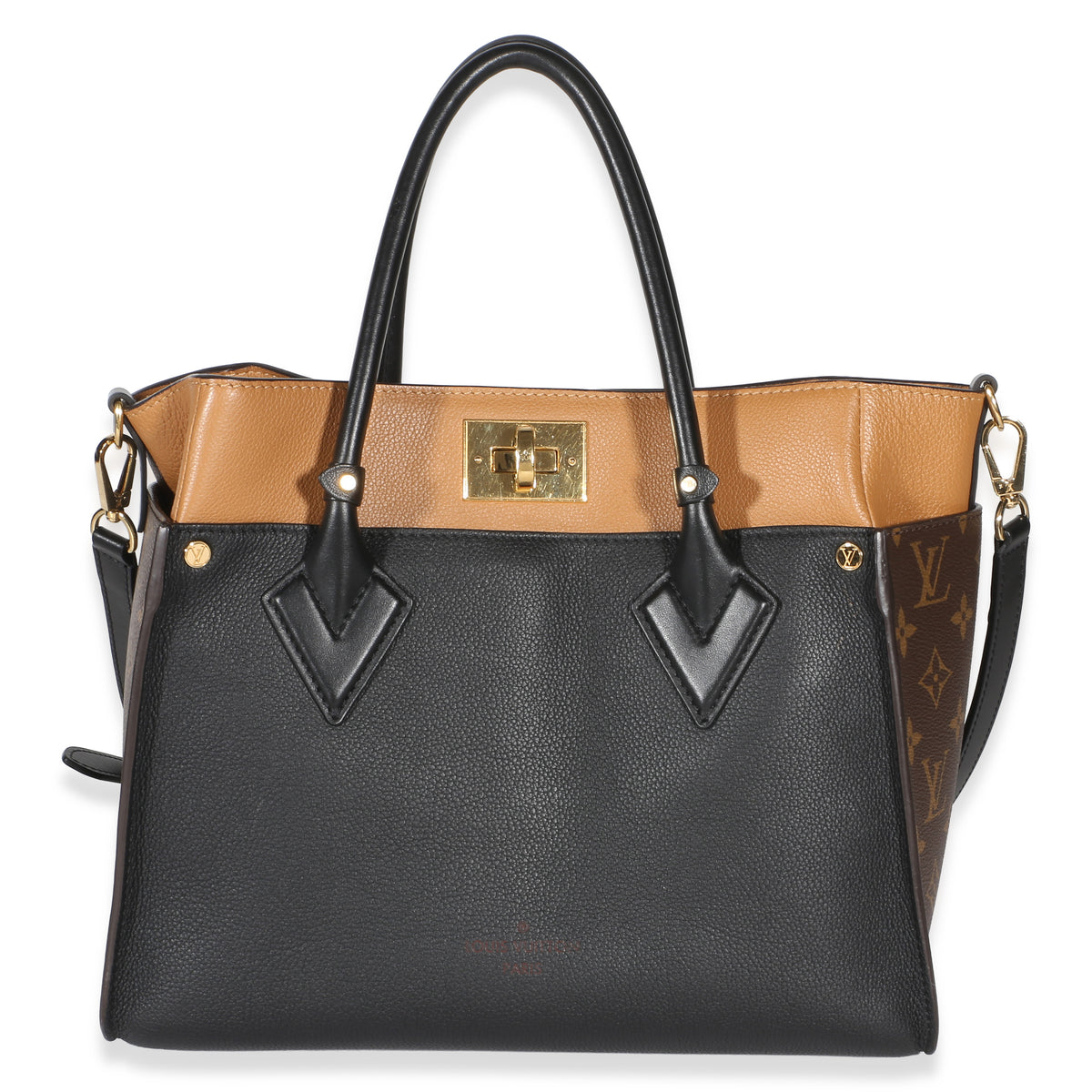 Louis Vuitton Black Monogram Canvas On My Side MM Handbag fv
