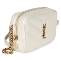 Saint Laurent Crema Chevron Lambskin Monogram Mini Loulou Camera Bag Handbag 3