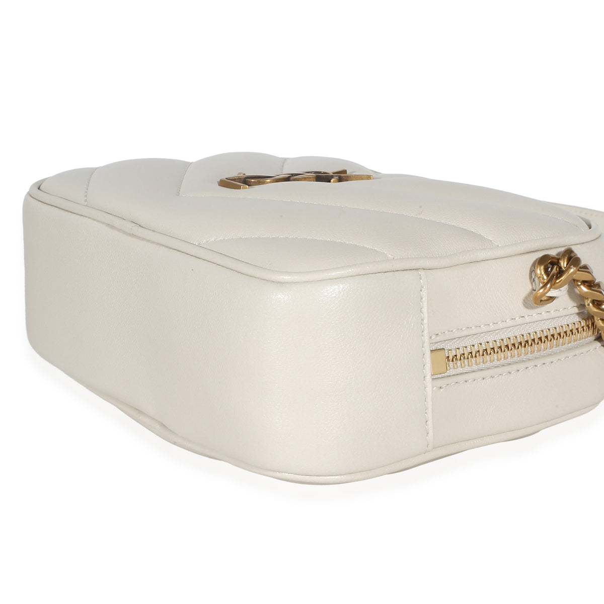 Saint Laurent Crema Chevron Lambskin Monogram Mini Loulou Camera Bag Handbag 6