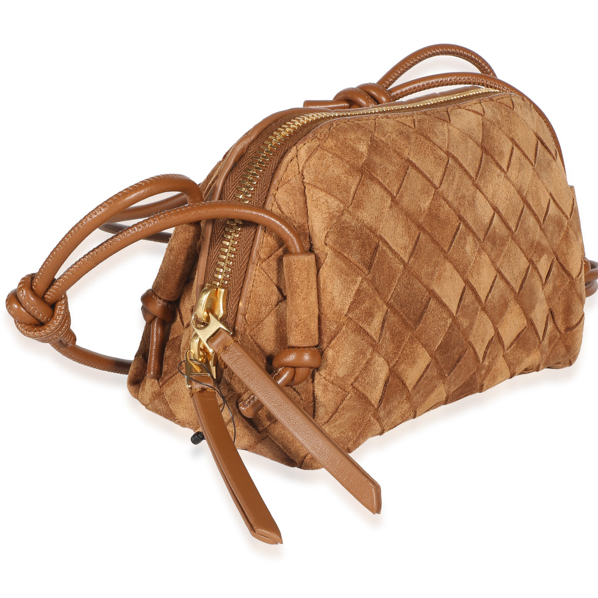 Bottega Veneta Amber Suede Intrecciato Concert Pouch Handbag 3