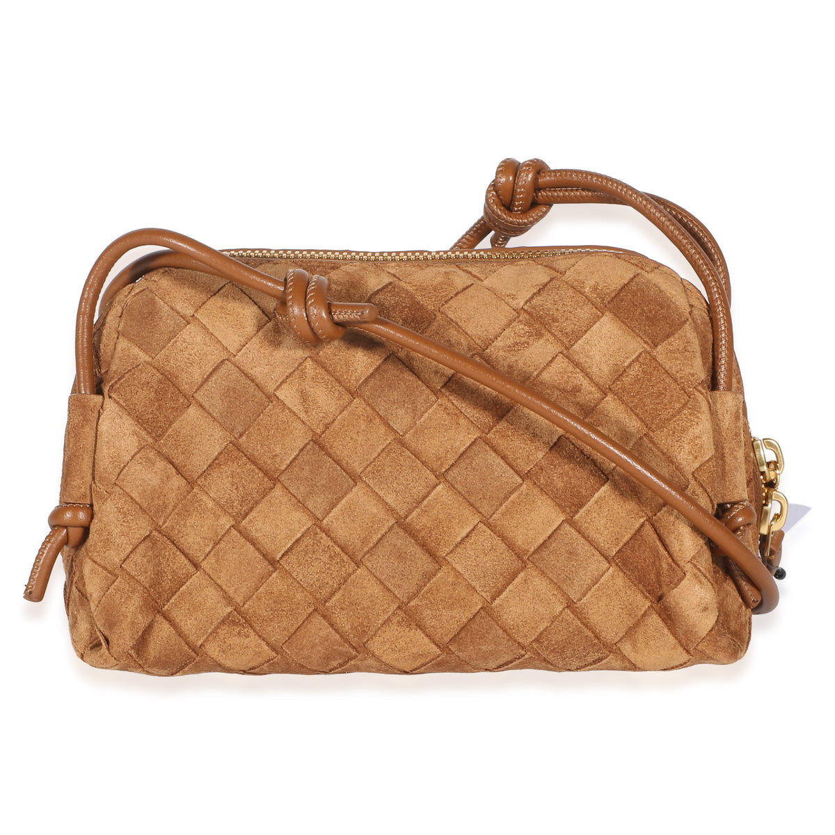 Bottega Veneta Amber Suede Intrecciato Mini Concert Pouch Handbag 4