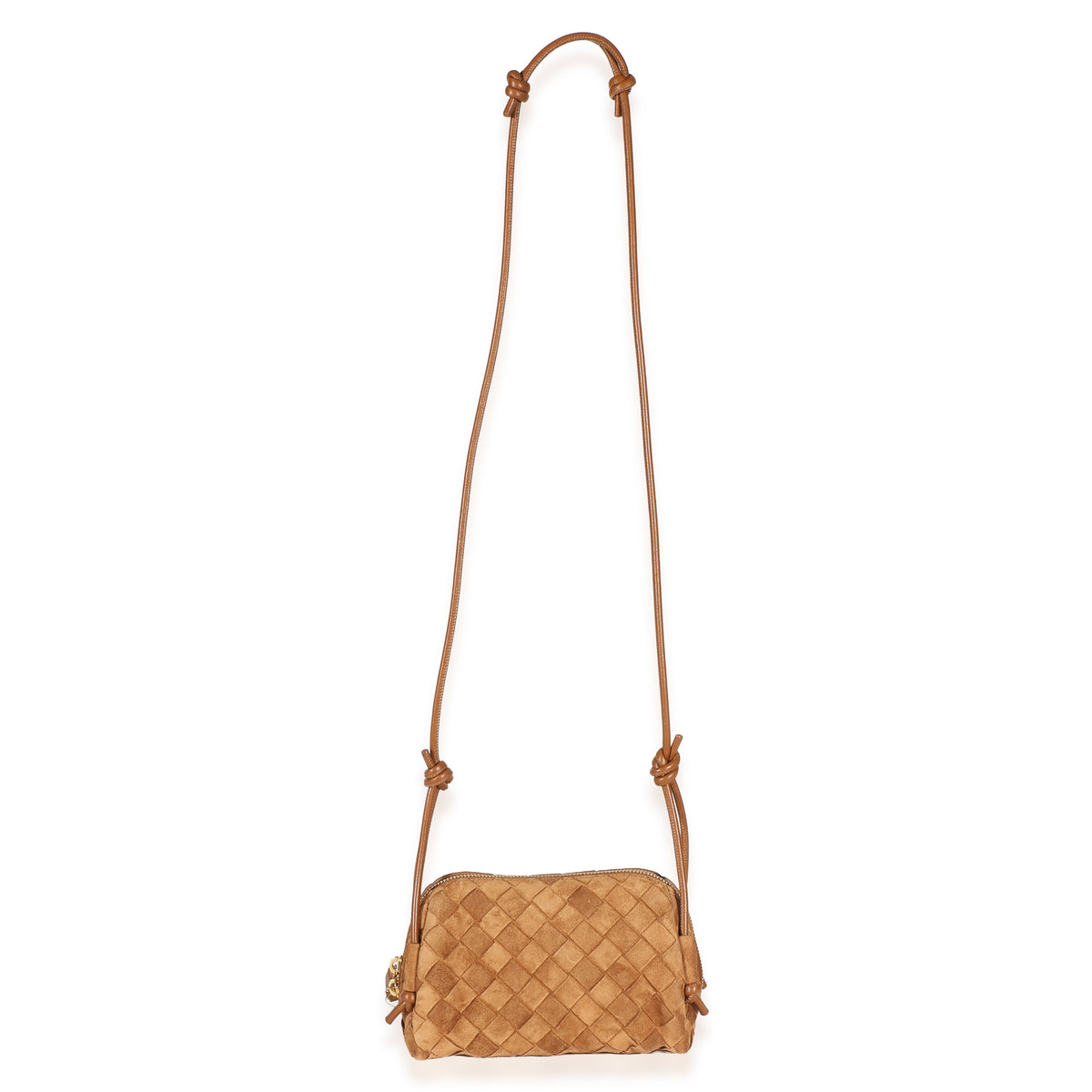 Bottega Veneta Amber Suede Intrecciato Mini Concert Pouch Handbag 8