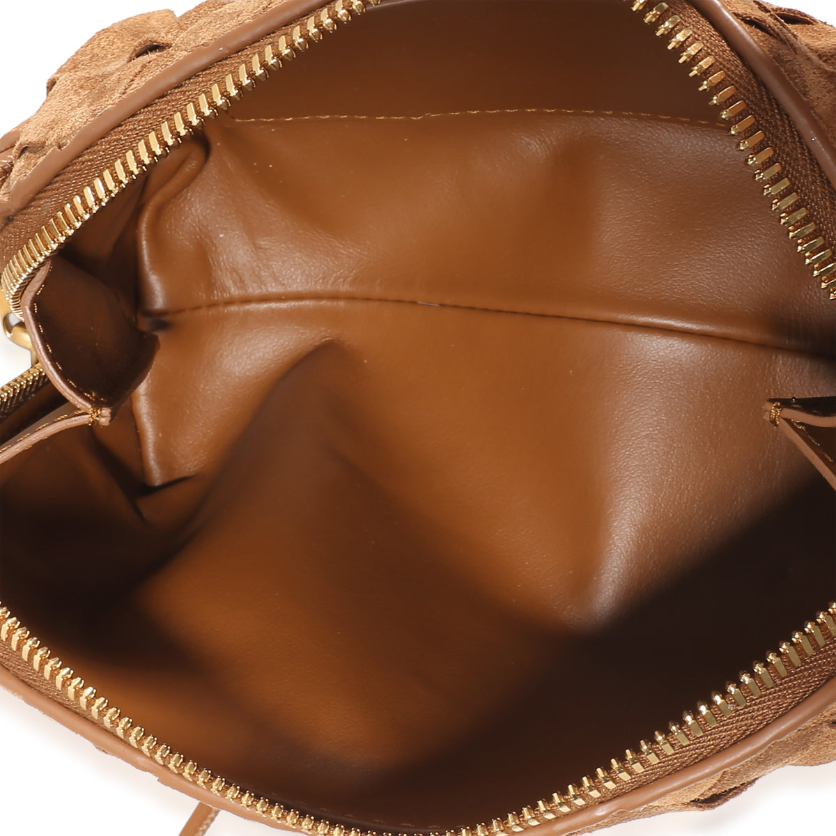 Bottega Veneta Amber Suede Intrecciato Mini Concert Pouch Handbag 9