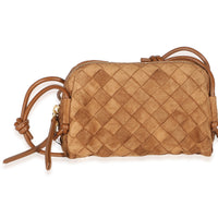 Bottega Veneta Amber Suede Intrecciato Mini Concert Pouch Handbag fv