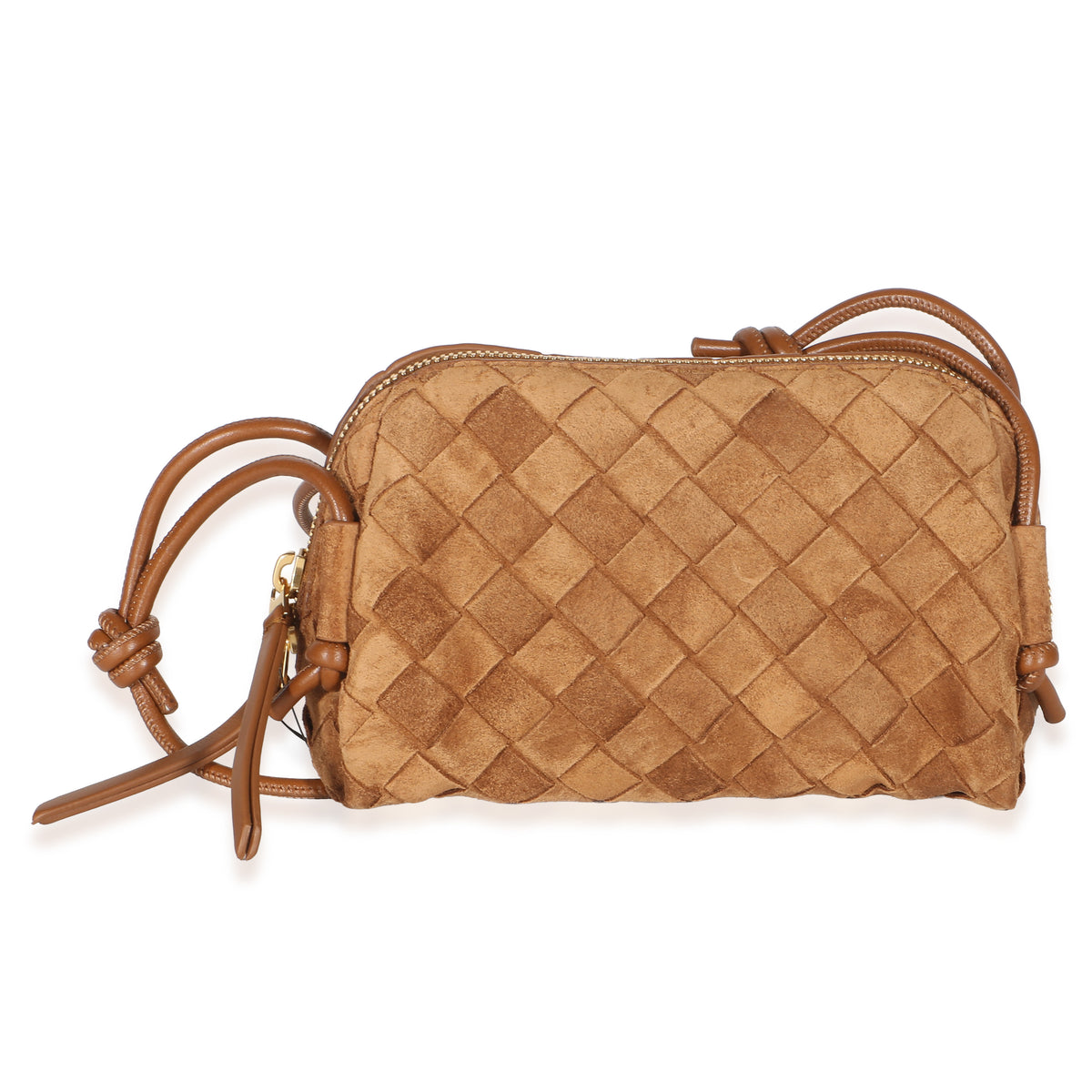 Bottega Veneta Amber Suede Intrecciato Mini Concert Pouch Handbag id