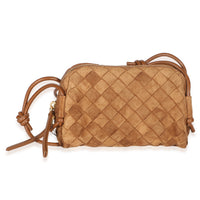 Bottega Veneta Amber Suede Intrecciato Mini Concert Pouch Handbag id