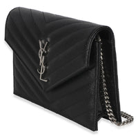 Saint Laurent Black Grain De Poudre Classic Cassandre Chain Wallet Wallet 2