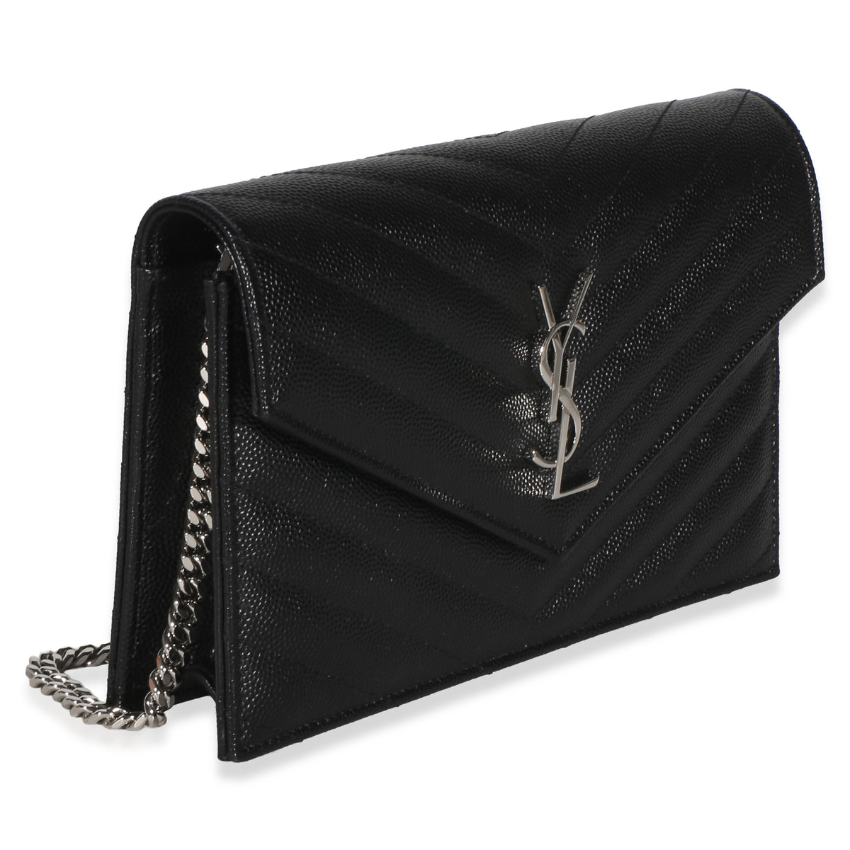 Saint Laurent Black Grain De Poudre Classic Cassandre Chain Wallet Wallet 3