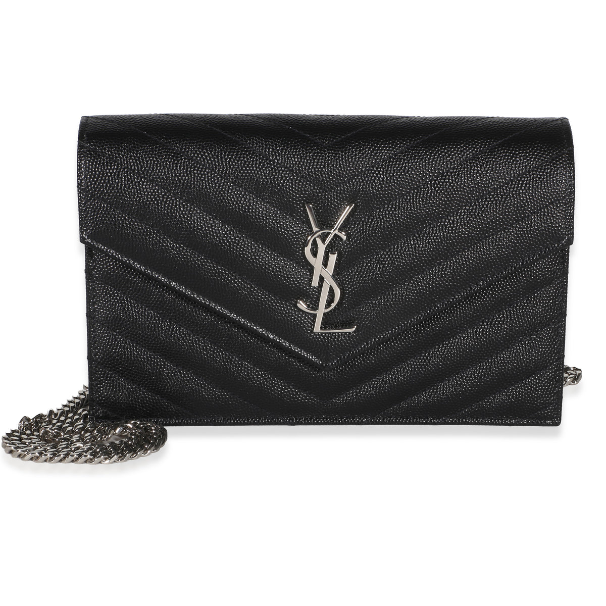 Saint Laurent Black Grain De Poudre Classic Cassandre Chain Wallet Wallet id