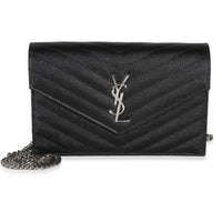 Saint Laurent Black Grain De Poudre Classic Cassandre Chain Wallet Wallet id