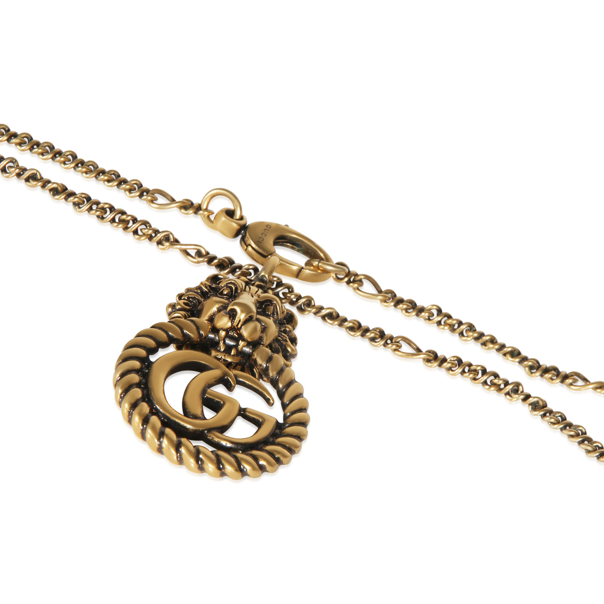 Gucci Gold Plated Double G Lion Head Pendant 2