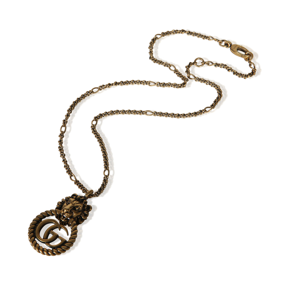 Gucci Gold Plated Double G Lion Head Pendant 3