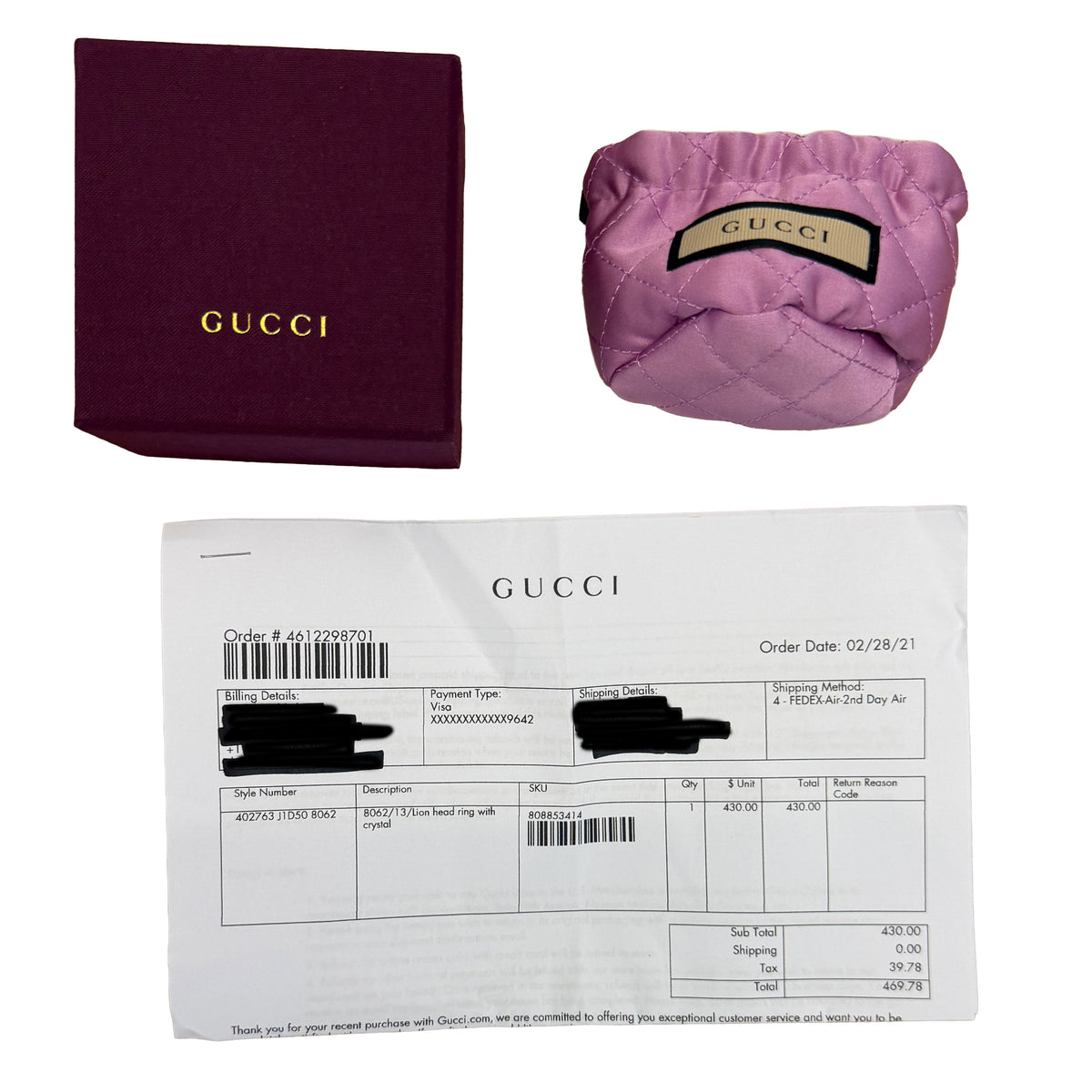 Gucci Crystal Lion Head Ring box