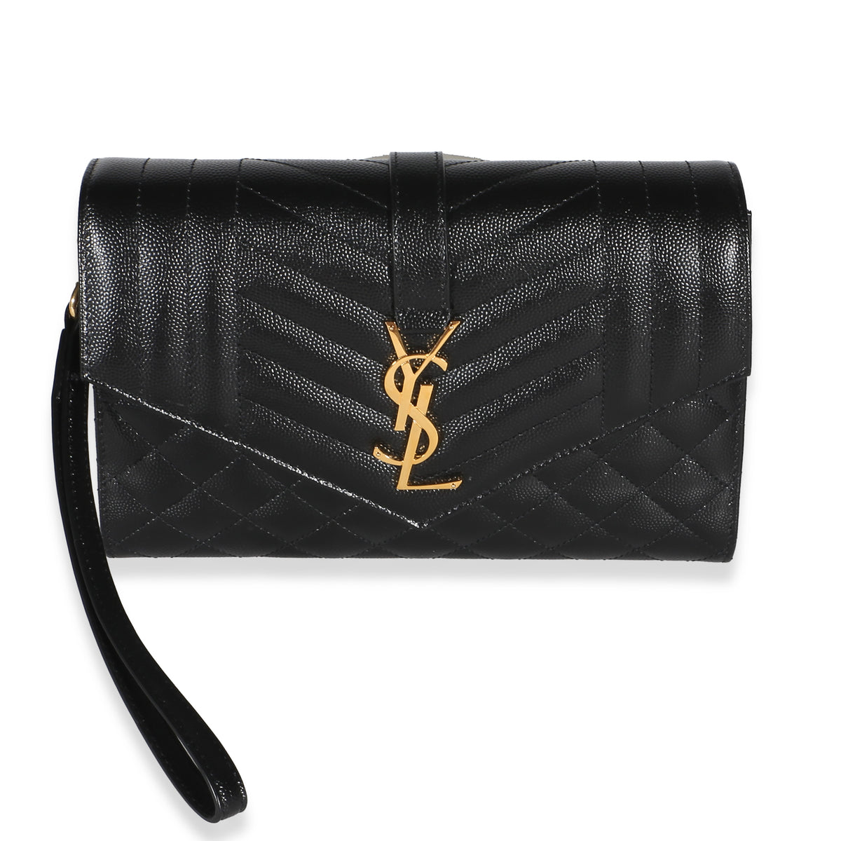 Saint Laurent Black Grain De Poudre Textured Mixed Matelasse Triquilt Monogram C Handbag id