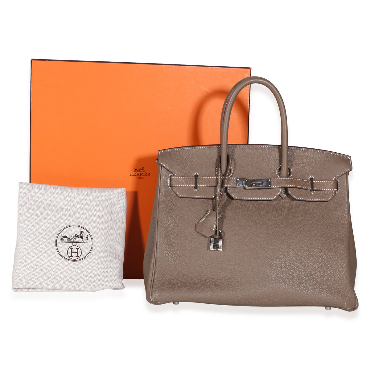 Hermès Etoupe Togo Birkin 35 PHW Handbag 8