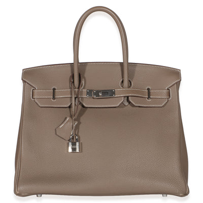 Hermès Etoupe Togo Birkin 35 PHW Handbag fv