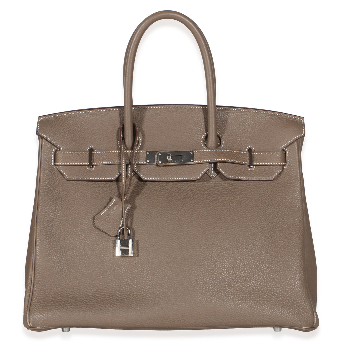 Hermès Etoupe Togo Birkin 35 PHW Handbag fv