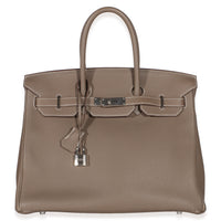 Hermès Etoupe Togo Birkin 35 PHW Handbag fv