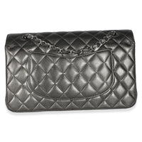 Chanel Metallic Grey Quilted Lambskin Medium Classic Double Flap Bag Handbag 4