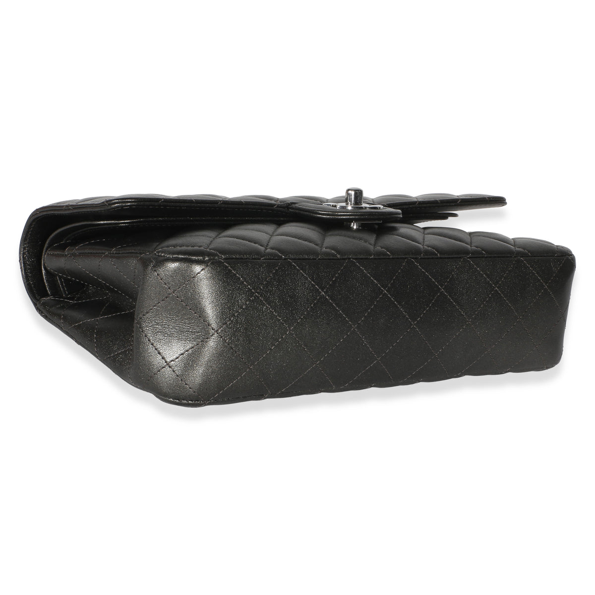 Chanel Metallic Grey Quilted Lambskin Medium Classic Double Flap Bag Handbag 7
