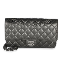 Chanel Metallic Grey Quilted Lambskin Medium Classic Double Flap Bag Handbag id