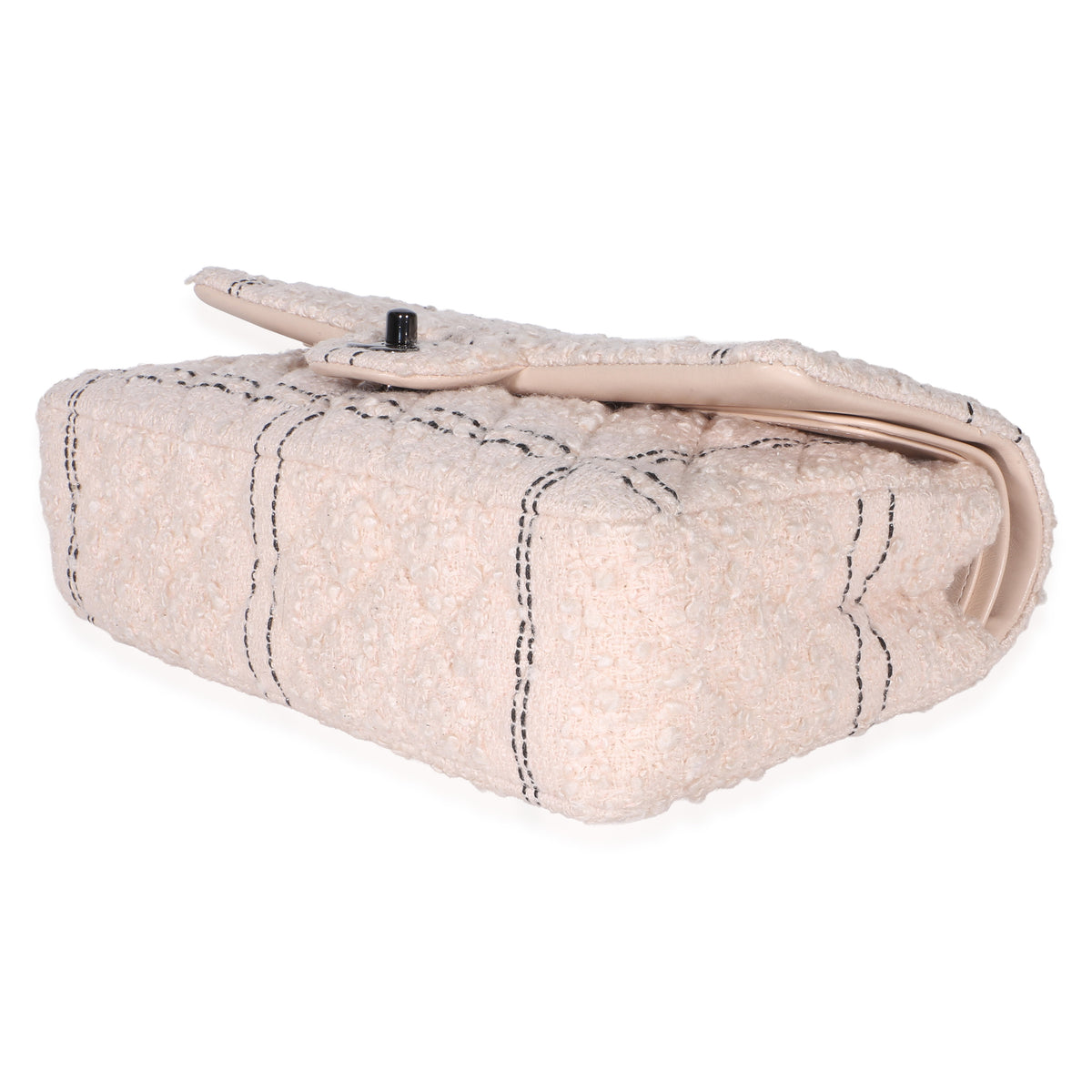 Chanel Light Pink Multicolor Quilted Tweed Medium Double Flap Bag Handbag 6