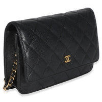 Chanel Black Quilted Caviar Classic Wallet On Chain Handbag 3