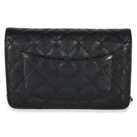 Chanel Black Quilted Caviar Classic Wallet On Chain Handbag 4