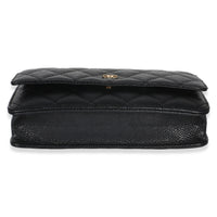 Chanel Black Quilted Caviar Classic Wallet On Chain Handbag 5